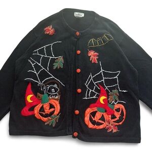 vintage halloween festive grandma cardigan sweater size XL